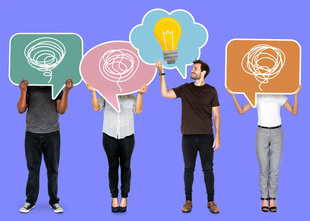 Person Surrounded by Thoughts