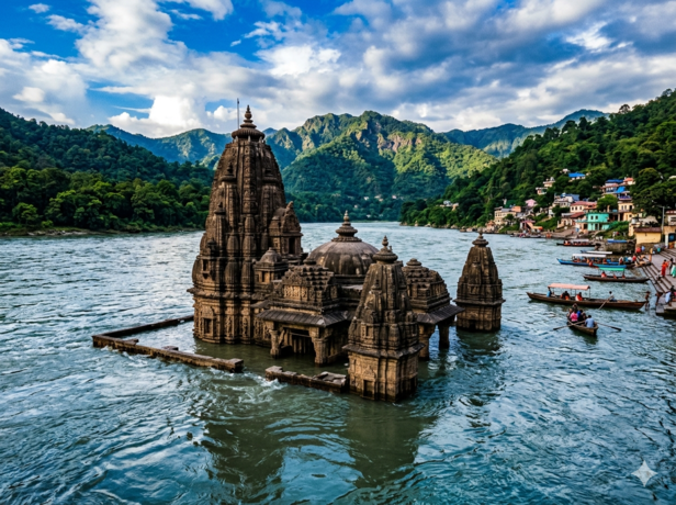 ​ Temple Submerged in River Waters
