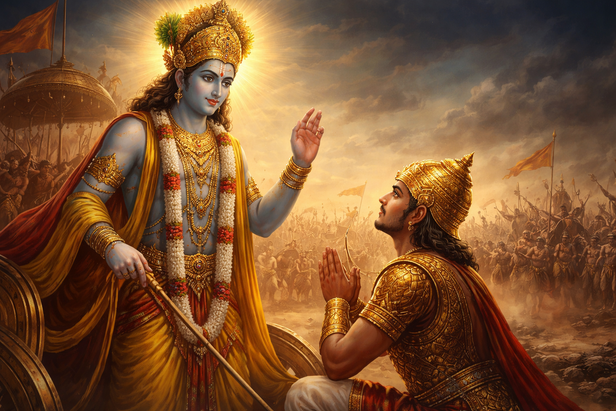 Lord Krishna With Arjuna (Image Credit: AI)