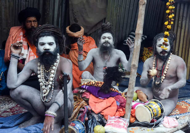 Kolkata, Jan 11 (ANI): Naga sadhus seen near Babughat, in Kolkata on Saturday. (...
