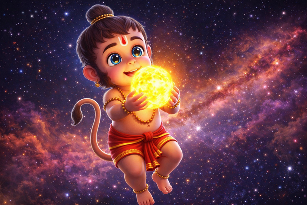 Young Hanuman reaching for the Sun