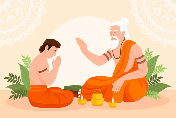 Dronacharya teaching with seriousness