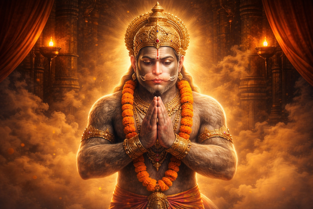Hanuman Bowing to Lord Rama