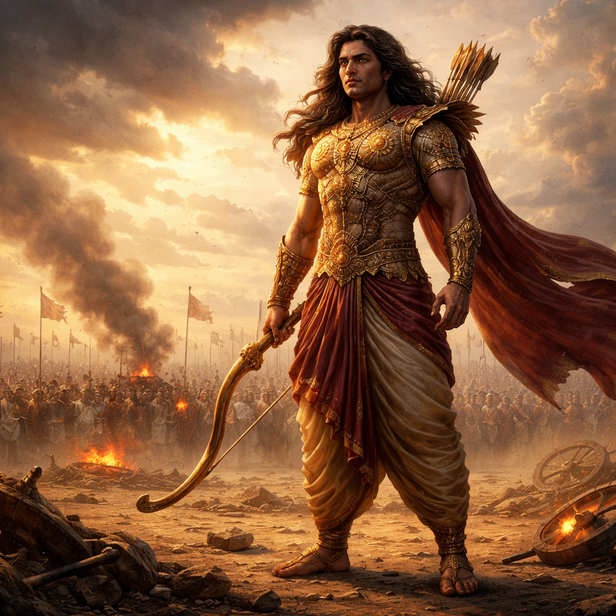 Karna Standing Alone Before Battle