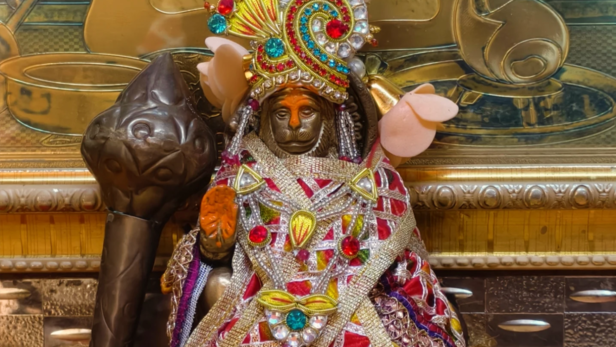 Idol of Lord Hanuman at Mehandipur Balaji Temple | Instagram - @mehandipurbalajidarshan