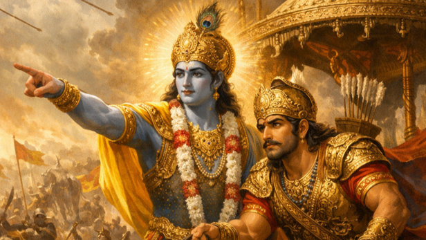 Lord Krishna With Arjuna (Image Credit: AI)