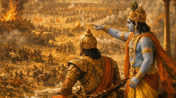 Krishna and Arjuna (Image Credit: AI)