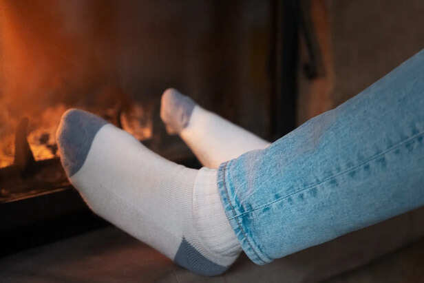 Feet with Socks at Night