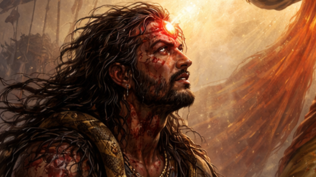 The wound on Ashwatthama's forehead (Image Credit: AI)