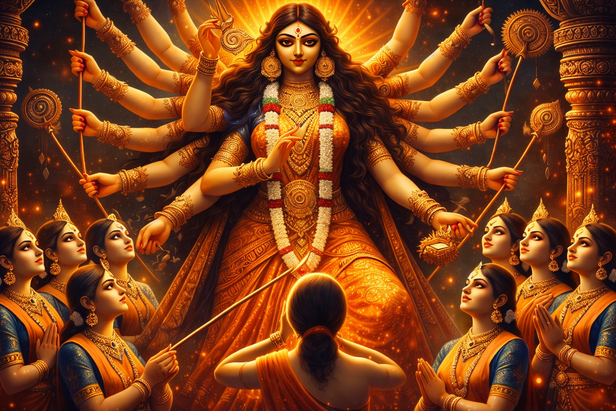 Goddess Durga and her devotees