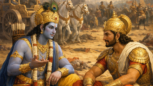Lord Krishna With Arjuna (Image Credit: AI)