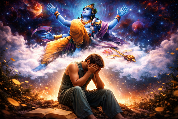 Divine comfort in cosmic embrace