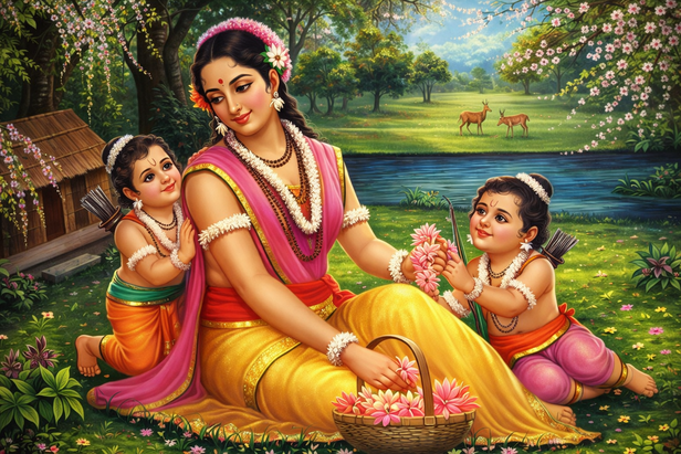 A serene family moment in nature