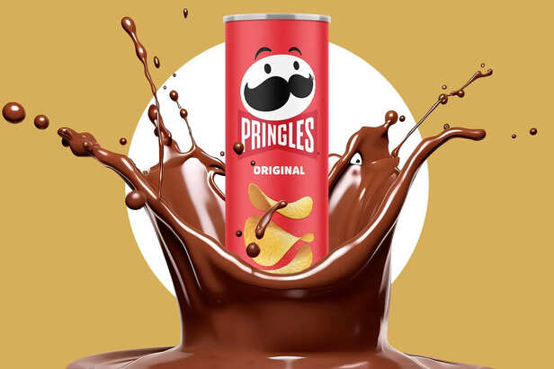 X | The process is as chaotic as it looks. Melt your chocolate, pour it into the Pringles tube, shake it a bit, and let it set in the fridge.