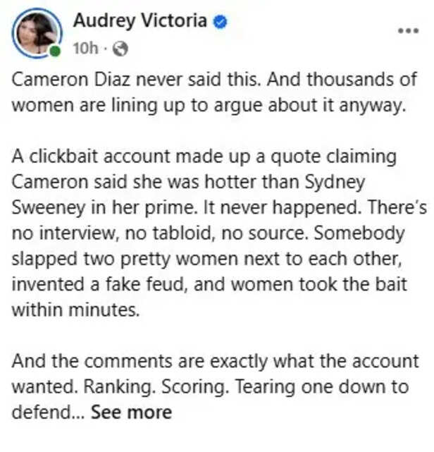 Facebook | Audrey Victoria﻿ | Where Did the Cameron Diaz Viral Quote Come From?