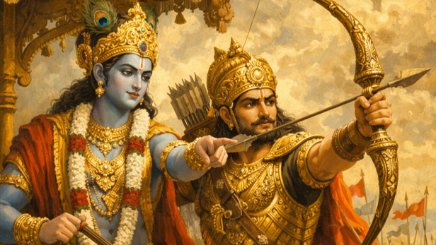 Lord Krishna With Arjuna (Image Credit: AI)