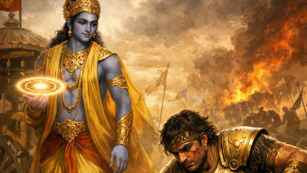 Final Moments of Karna (Image Credit: AI)