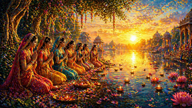 Gopis Praying by Yamuna