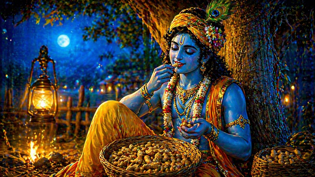 Krishna Eating Peanuts at Night