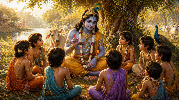 Lord Krishna at Vrindavan (Image Credit: AI)