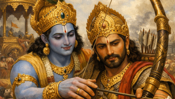 Lord Krishna With Arjuna (Image Credit: AI)
