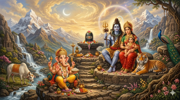 Lord Shiva, Parvati Devi, Ganesha &amp; Kartikeya (Image Credit: AI)