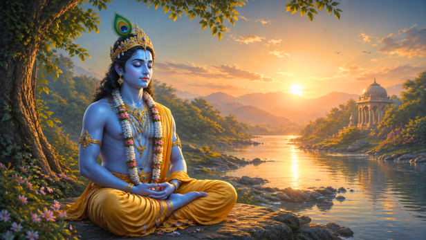 Lord Krishna Meditating (Image Credit: AI)