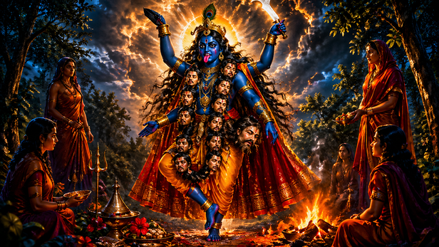 Krishna and Kali Side by Side
