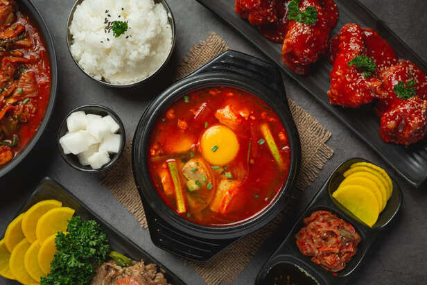 Traditional Korean Meal with Fermented Foods
