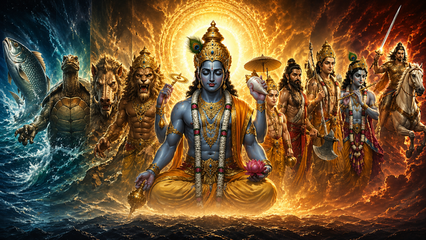 Avatars of Lord Vishnu (Image Credit: AI)