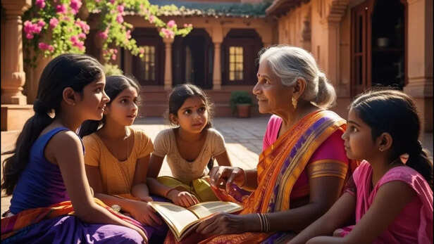 Grandmother telling stories