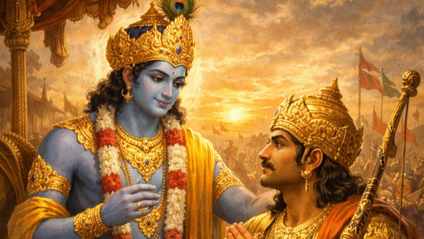 Lord Krishna With Arjuna (Image Credit: AI)