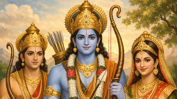 Lord Rama, Sita Devi and Lakshmana (Image Credit: AI)