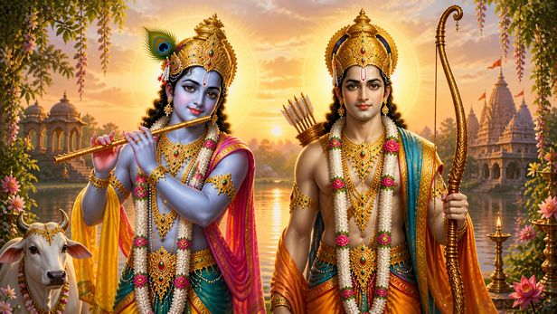 Lord Krishna & Lord Rama (Image Credit: AI)
