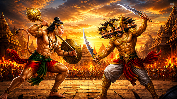 Ravana Sitting on Golden Throne