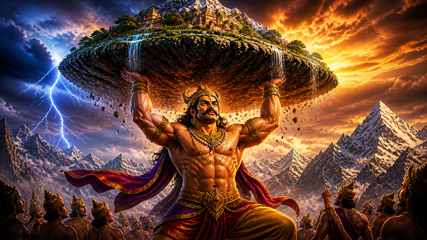 Demon Jalandhar Lifting Mountain