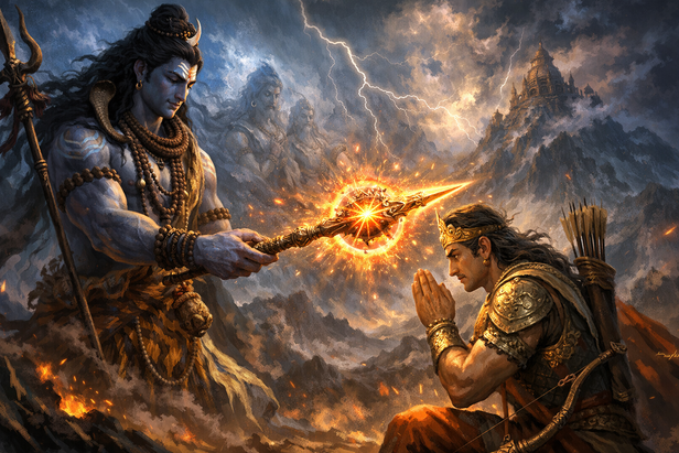 Lord Shiva and Arjuna (Image Credit: AI)