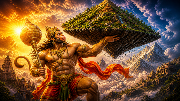 Hanuman Standing Against Darkness