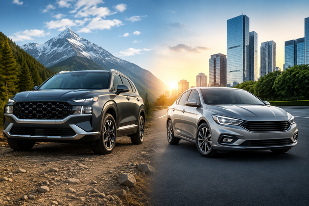 SUV vs SEDAN                      (Image Credit:Chatgpt Ai)