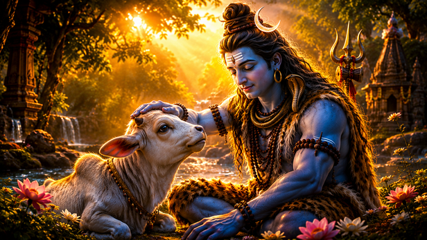 Young Nandi Receiving Shiva’s Blessing