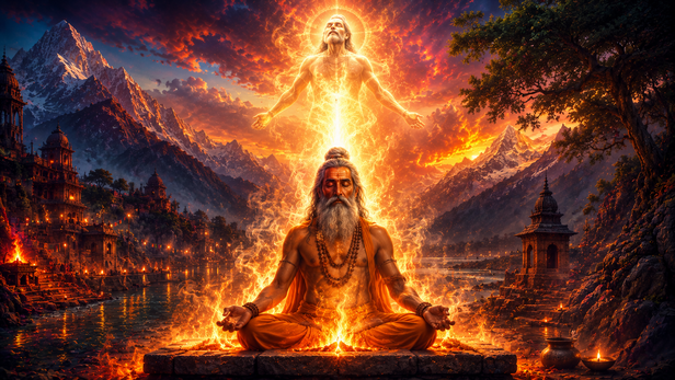 A Yogi Entering Mahasamadhi