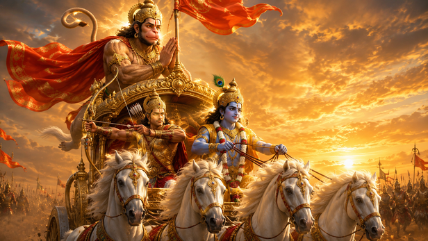 Lord Krishna, Hanuman Jhi and Arjuna (Image Credit: AI)