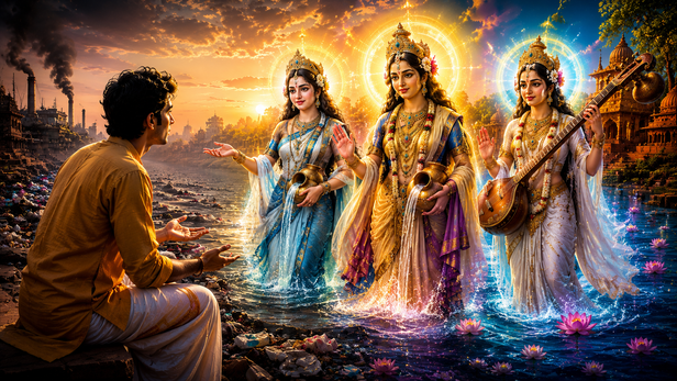 Divine women appearing in the forest at night
