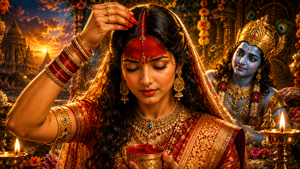 Rukmini Cover Her Entire Forehead With Sindoor