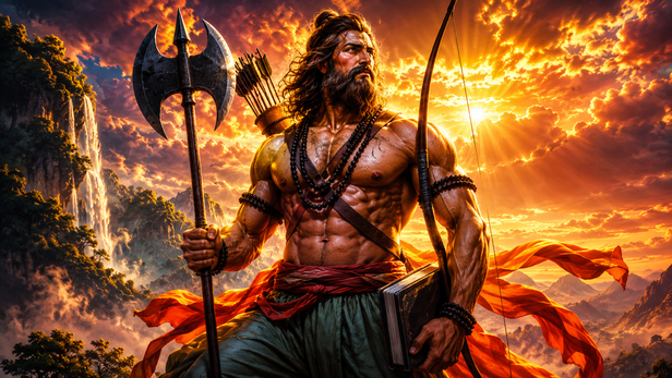 Parashurama Standing Before Sage Jamadagni