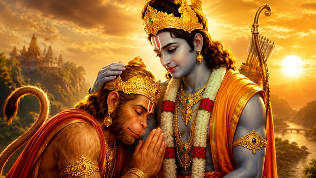 Lord Hanuman With Lord Rama (Image Credit: AI)