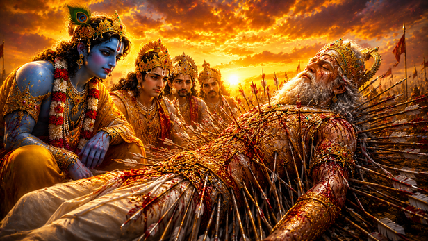 Bhishma On The Bed Of Arrows