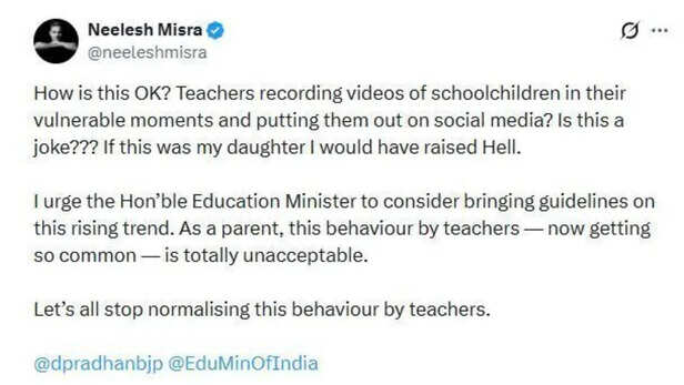 नीलेश मिसरा ने उठाया स्कूल में बच्चों की रील्स बनाकर सोशल मीडिया पर पोस्ट करने का मुद्दा