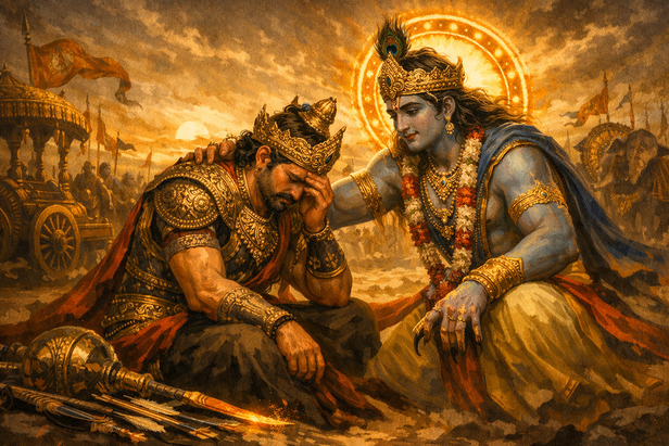 Krishna With Arjuna (Image Credit: AI)