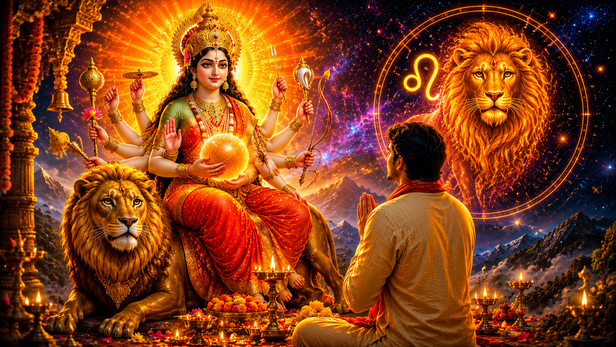 Fiery forms of Maa Durga symbolising strength and protection